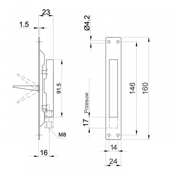 ZASUWA CZOŁOWA 420024Q Długość 160 mm