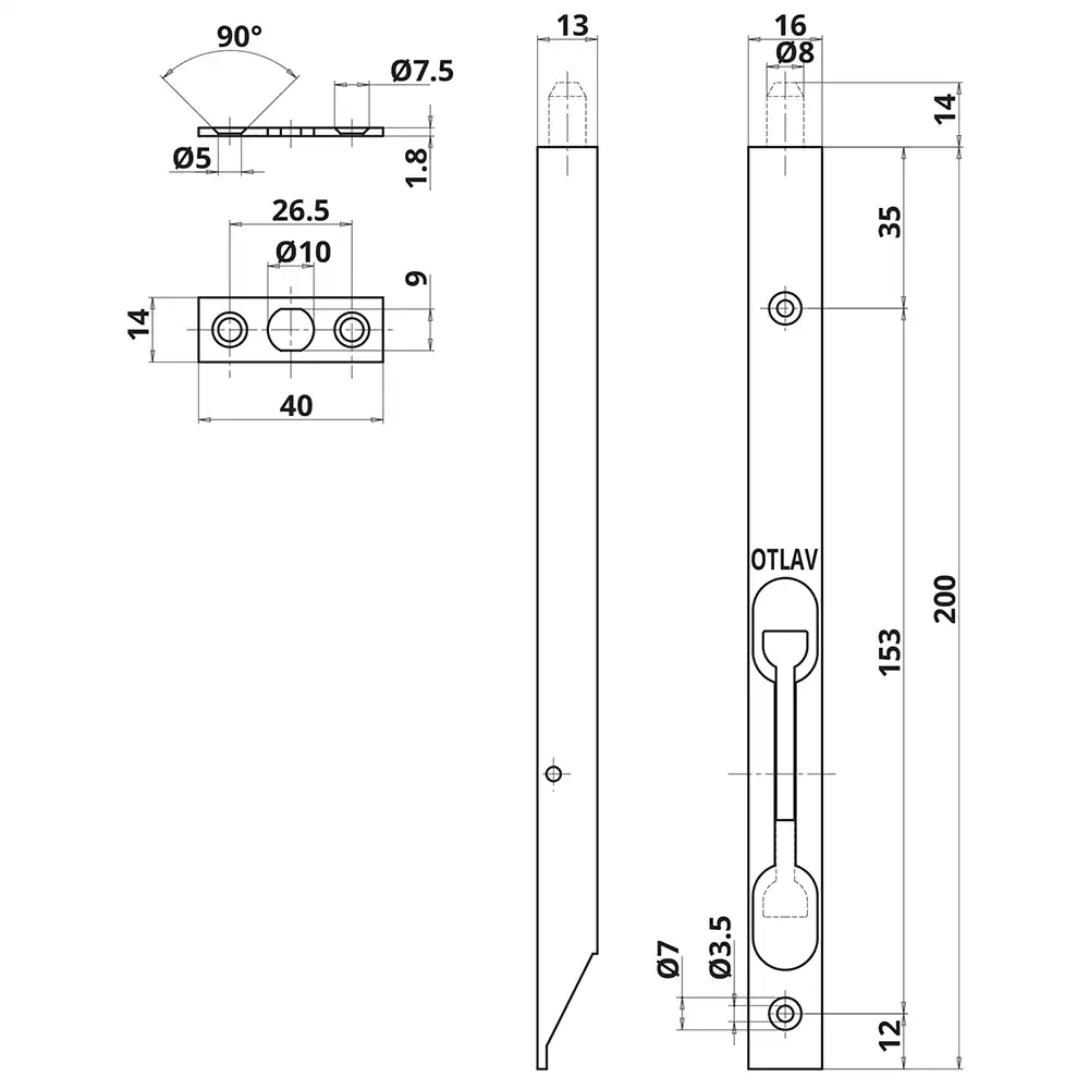 ZASUWA CZOŁOWA OT 260 PROSTA DŁUGOŚĆ 200 mm 