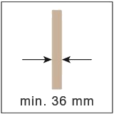 Min. grubosć drzwi 36 mm
