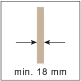 Min. grubość drzwi 18 mm