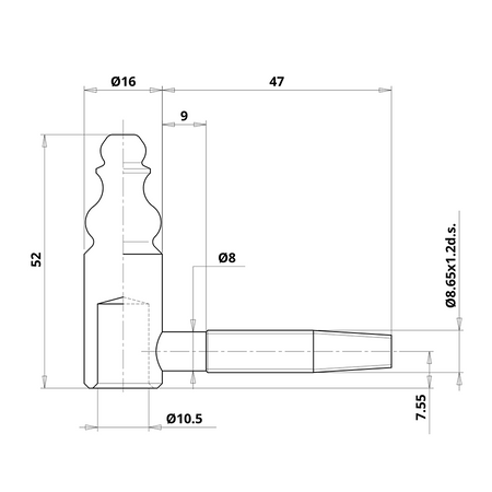 GÓRNA CZĘŚĆ ZAWIASU OT 190 160 8,6x47mm MOSIĄDZOWANA