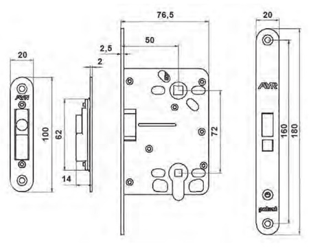 ZAMEK MAGNETYCZNY AR-826 72WC NIKLOWANY MATOWY