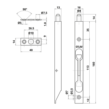 ZASUWA CZOŁOWA OT 260 600 MOSIĄDZOWANA PROSTA DŁUGOŚĆ 600 mm
