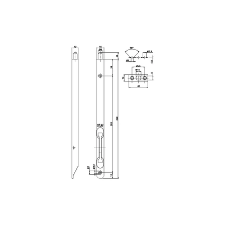 ZASUWA CZOŁOWA OT 260 ZAOKRĄGLONA NIKLOWANA DŁUGOŚĆ 200 mm