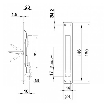 ZASUWA CZOŁOWA 420024Q GALWANIZOWANA NA BIAŁO DŁUGOŚĆ 160 mm