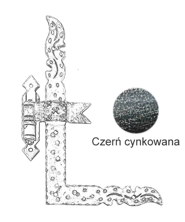 ZAWIAS KĄTOWY 560 CZERŃ CYNKOWANA 130x210 mm