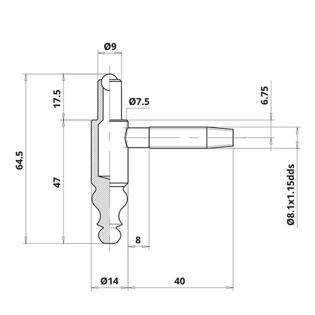 DOLNA CZĘŚĆ ZAWIASU OT 190 140 8,1x40mm BRĄZOWIONA