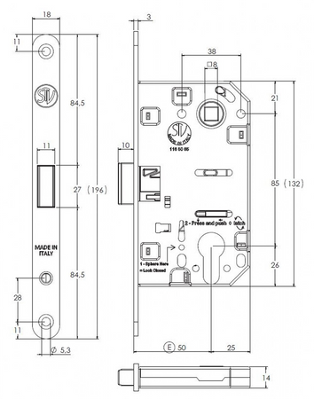 ZAMEK MAGNETYCZNY 85WB E=50mm CHROMOWANY MATOWY Z ZACZEPEM