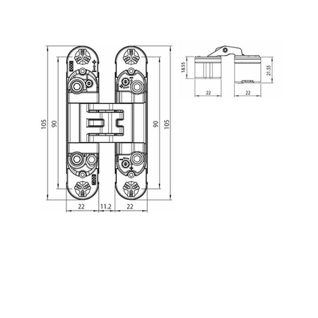 ZAWIAS WPUSZCZANY KUBI CENTER K6400 CHROMOWANY MATOWY