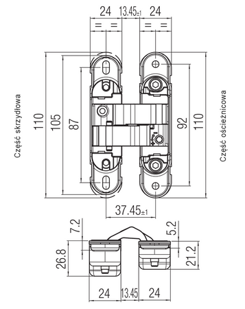 ZAWIAS WPUSZCZANY KOMBI Hybrid K1019 HD CHROMOWANY MATOWY